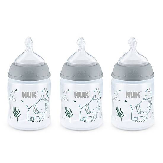Order NUK® Smooth Flow™ Elephants 3-Pack 5 oz. Anti-Colic Bottle in Grey food online from Bed Bath & Beyond store, Daly City on bringmethat.com