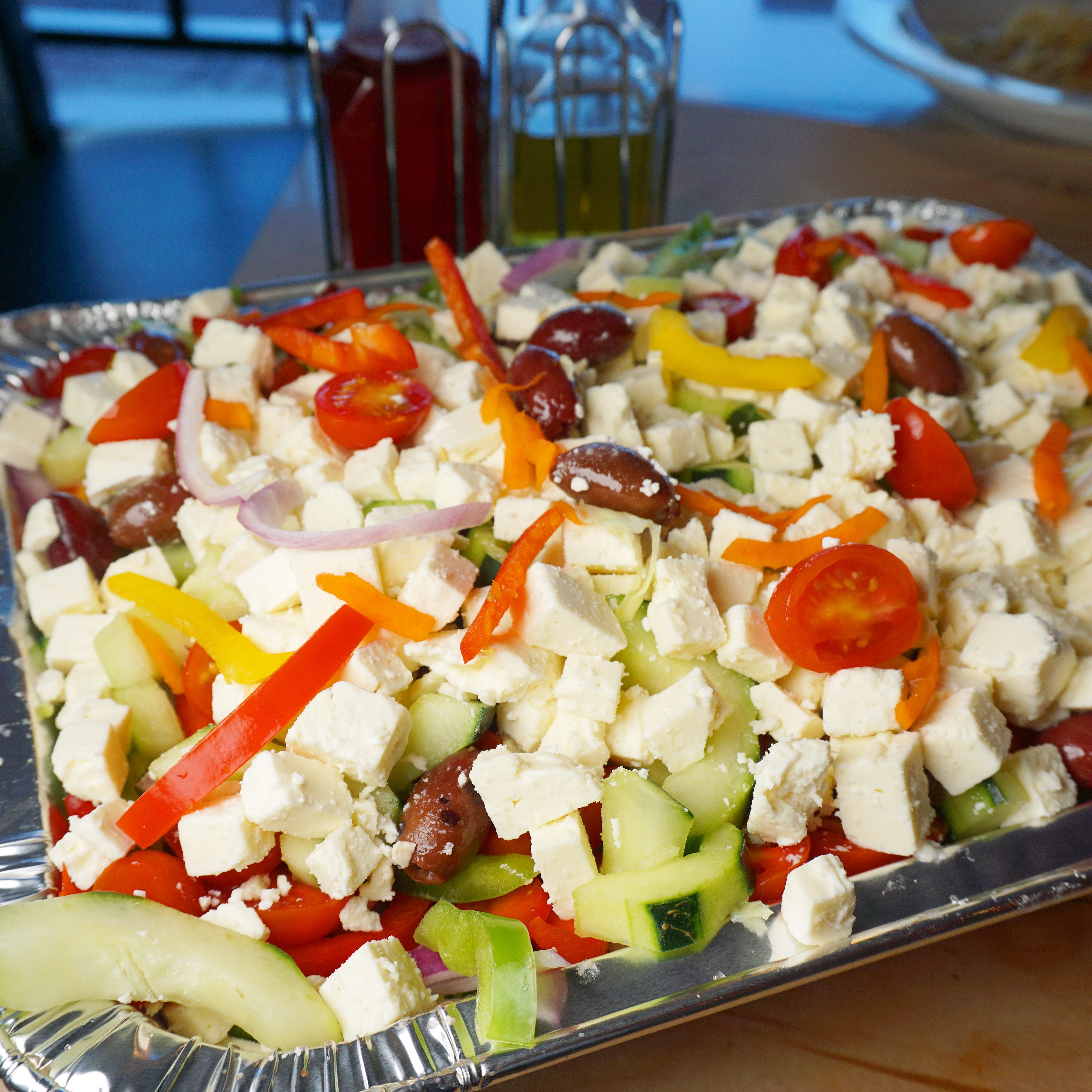 Order Large Greek Salad food online from Mario's Pizzeria store, Syosset on bringmethat.com