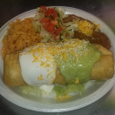 Order 8.  Chimichanga Combo (Any meat) food online from Rivas Mexican Grill #2 store, Las Vegas on bringmethat.com