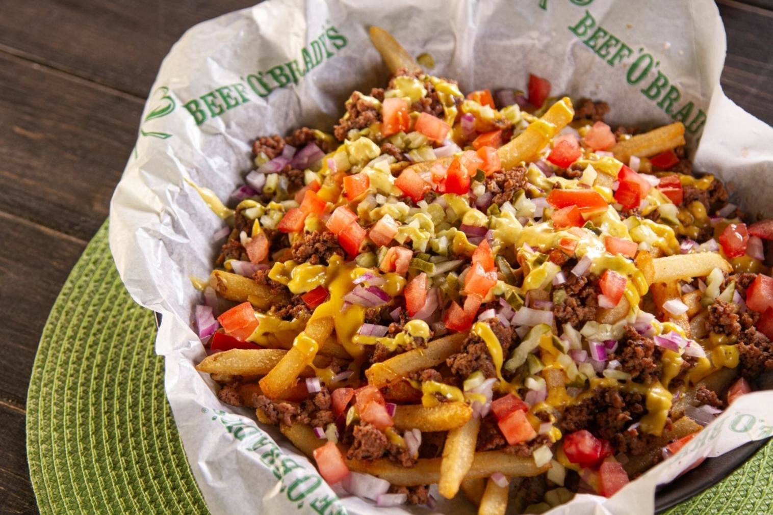 Order Cheeseburger Fries food online from Beef O'Brady's store, The Villages on bringmethat.com