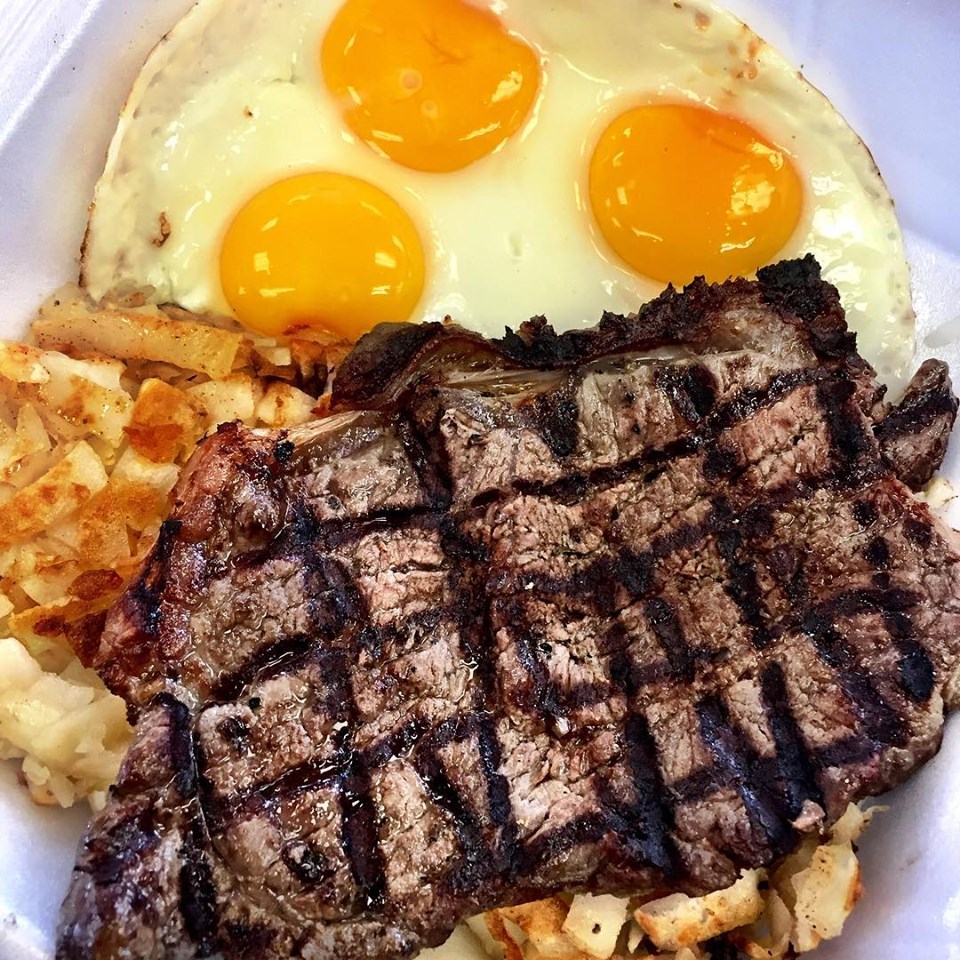 Order Rib Eye Steak and Eggs food online from Burger Stop store, Pico Rivera on bringmethat.com