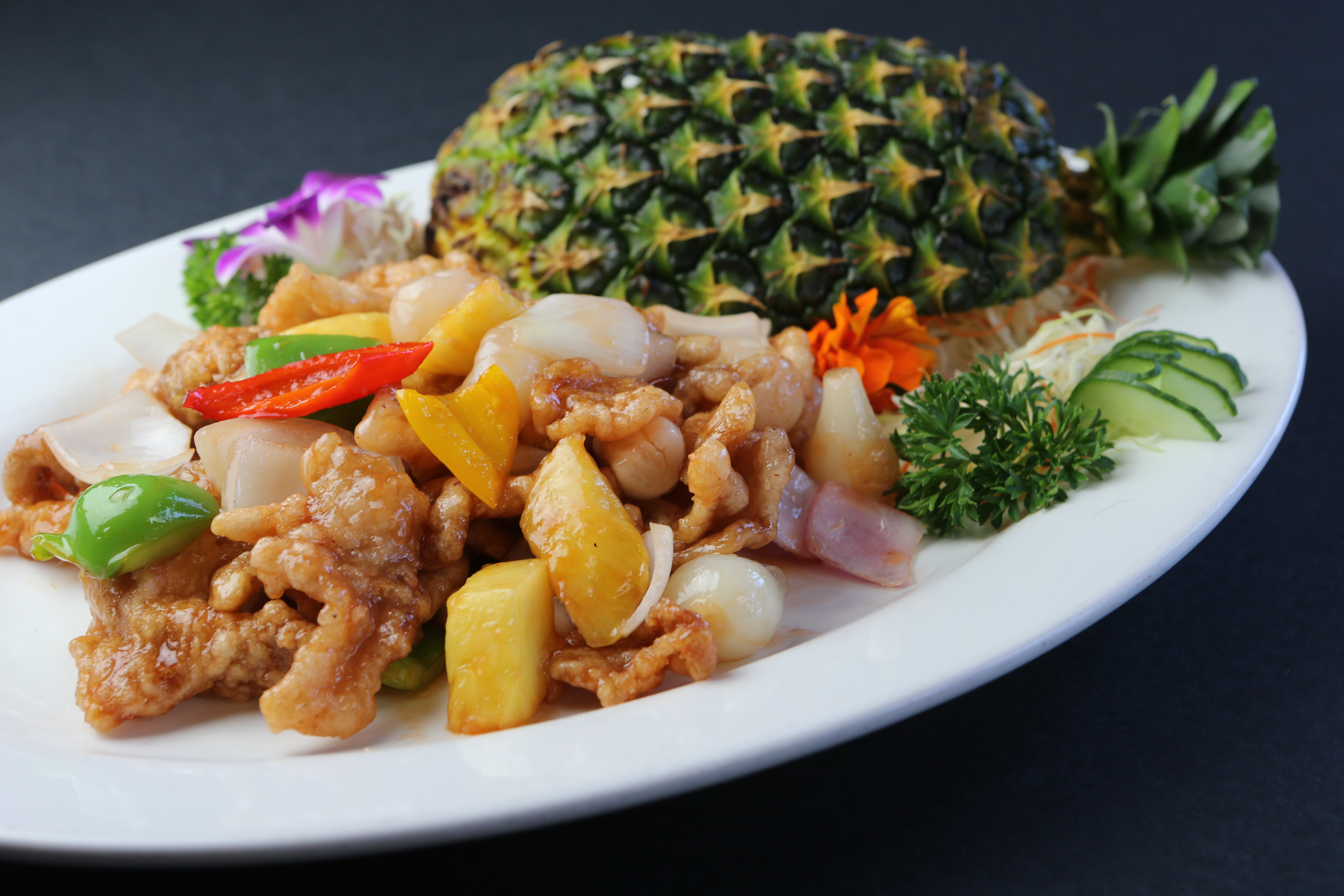 Order Sweet and Sour Pork with Fresh Pineapple food online from Koi Palace store, Milpitas on bringmethat.com