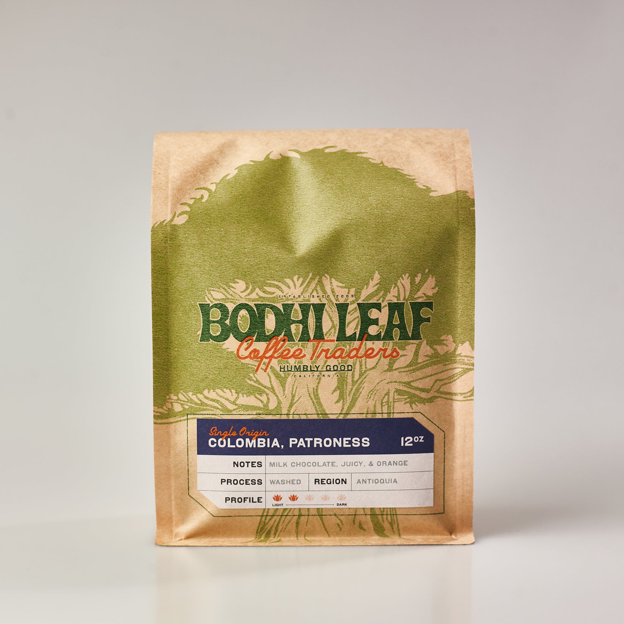Order Colombia Patroness - 12 oz Bag food online from Bodhi Leaf Coffee Traders store, Anaheim on bringmethat.com