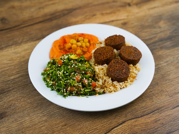 Order Falafel Plate food online from Dimassi's Mediterranean Buffet store, The Woodlands on bringmethat.com