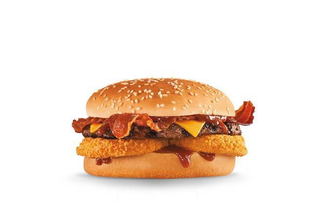 Order Western Bacon Cheeseburger®  food online from Hardees store, Terre Haute on bringmethat.com