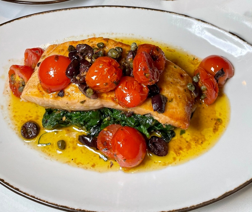 Order Salmon Puttanesca food online from Italian Village store, Chicago on bringmethat.com