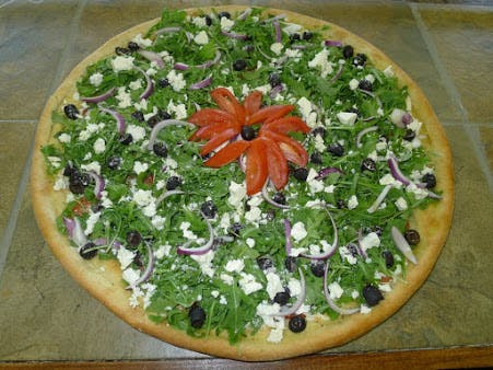 Order Greek Salad Pizza - Small 12'' food online from Vidali's Pizza store, Astoria on bringmethat.com