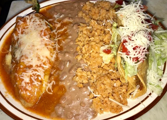 Order Chile relleno y Taco Dorado con Arroz y Frijoles food online from Sofia Mexican Restaurant store, Pasadena on bringmethat.com