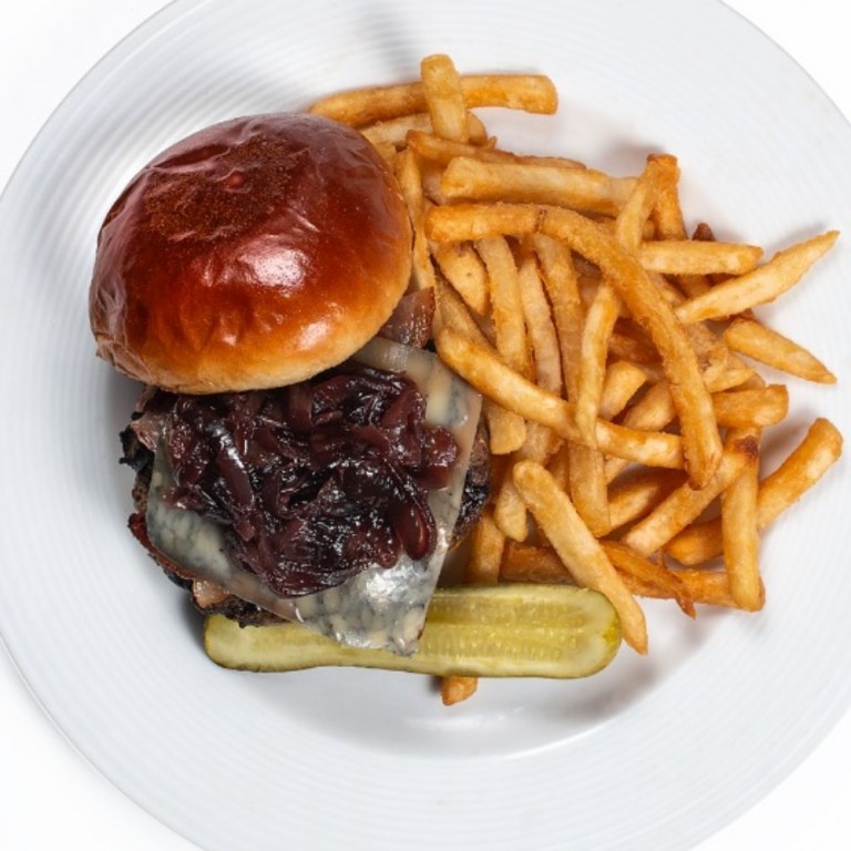 Order Black and Blue Burger food online from Horseless Carriage store, North Hills on bringmethat.com