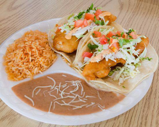 Order Fish Taco Plate food online from Fresco Mexican Grill store, Bakersfield on bringmethat.com