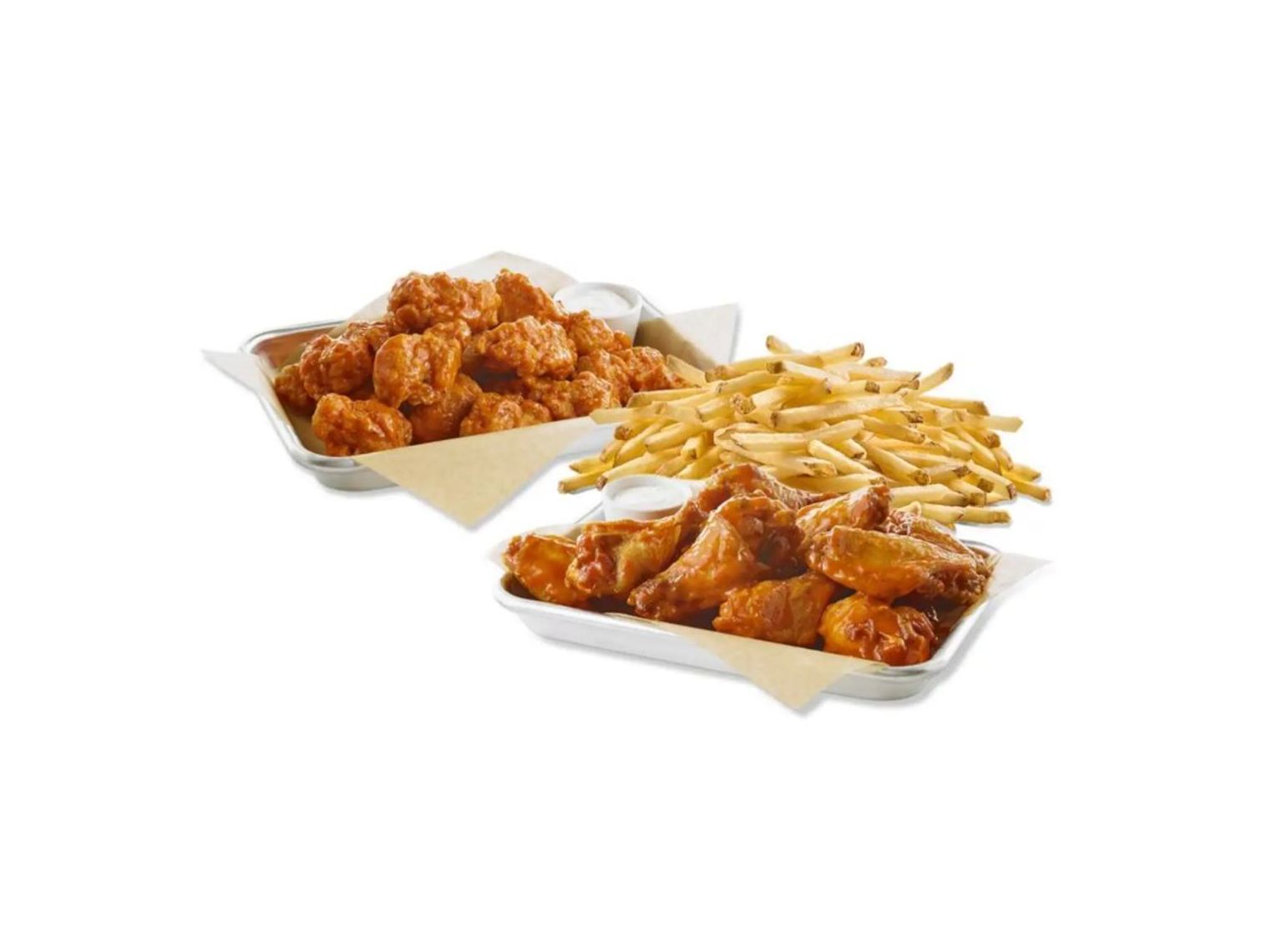 Order 20 Boneless + 20 Traditional Wings & Fries food online from Wild Burger store, Hobbs on bringmethat.com