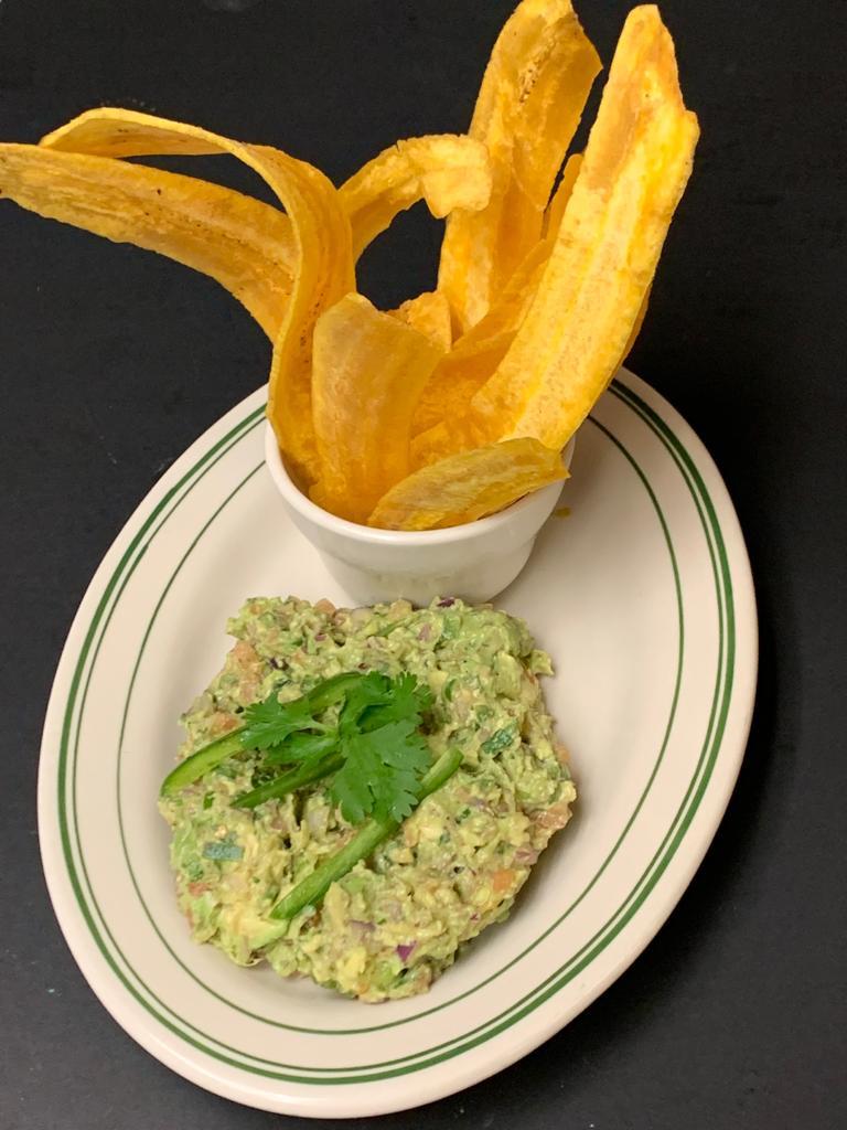 Order Guacamole with Green Plantain Chips food online from Pocono Cafe store, East Stroudsburg on bringmethat.com