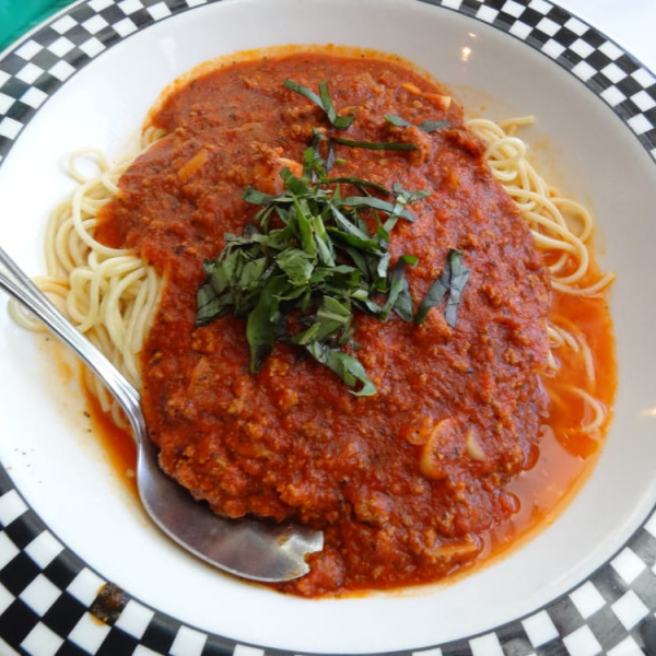 Order Spaghetti alla Bolognese food online from Aldolinos Italian Restaurant store, Azusa on bringmethat.com