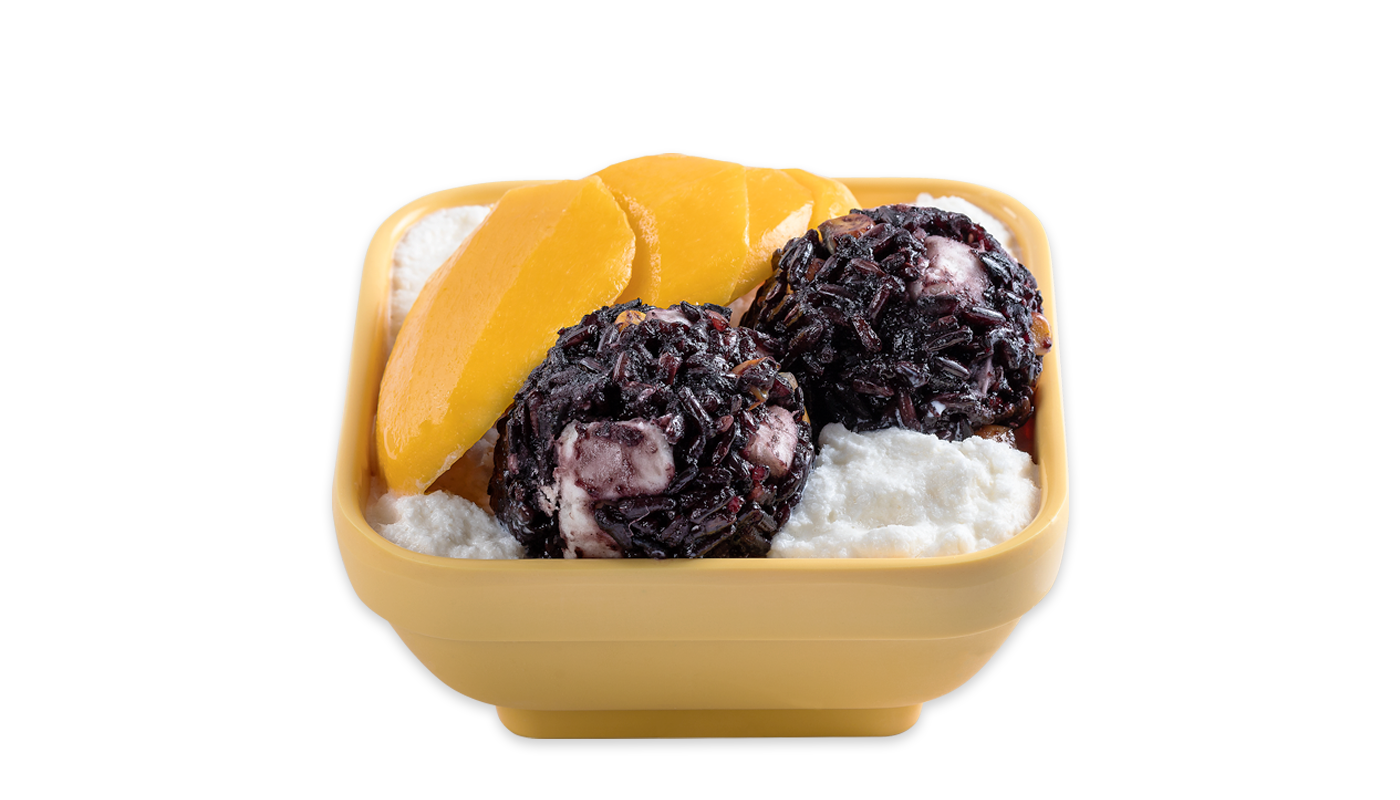 Order V11. Thai Black Glutinous Rice and Mango in Vanilla Frost food online from Sweethoney Dessert store, Colma on bringmethat.com