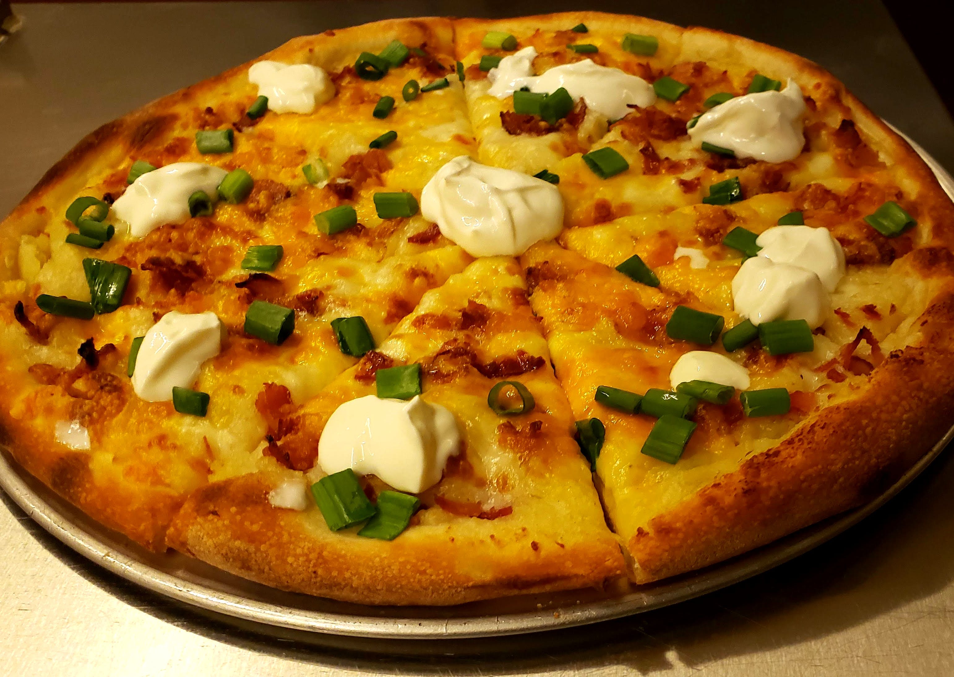 Order Loaded Baked Potato Pizza - Personal 8" food online from La Vostra Pizza store, Mckees Rocks on bringmethat.com