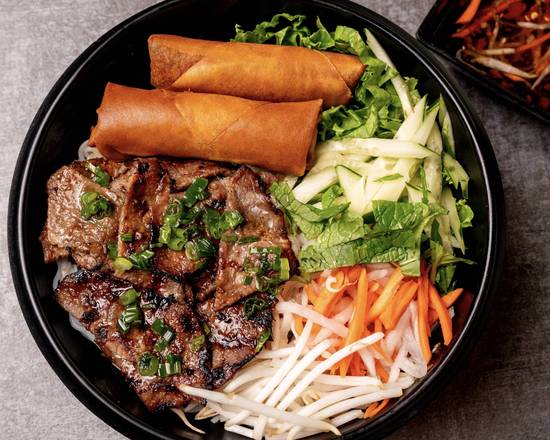 Order Vermicelli with Grilled Beef and Eggrolls food online from Mang Felix Kitchen store, Las Vegas on bringmethat.com
