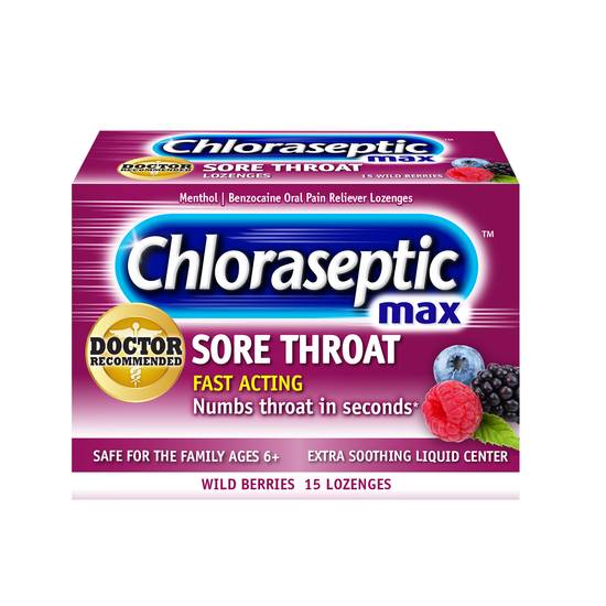 Order Chloraseptic Max Sore Throat Relief Lozenges Maximum Strength Wild Berries (15 ct) food online from Rite Aid store, Chico on bringmethat.com