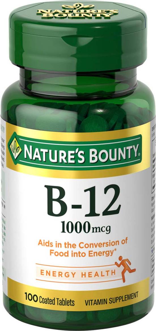 Order Natures Bounty Vitamin B-12 Coated Caplets 1000mcg (100 ct) food online from Rite Aid store, Palm Desert on bringmethat.com