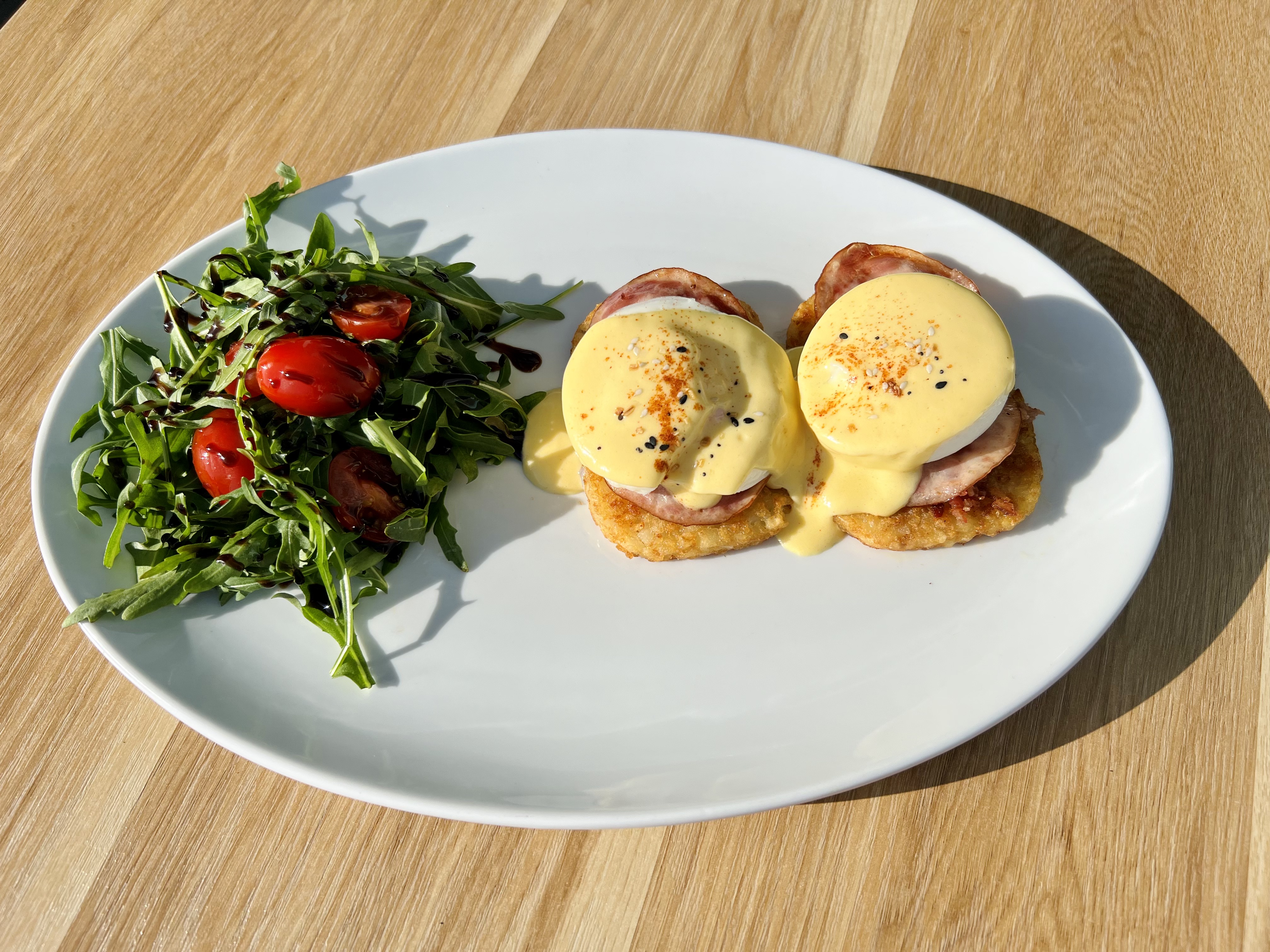 Order American eggs benedict food online from Yallatizers store, Los Angeles on bringmethat.com