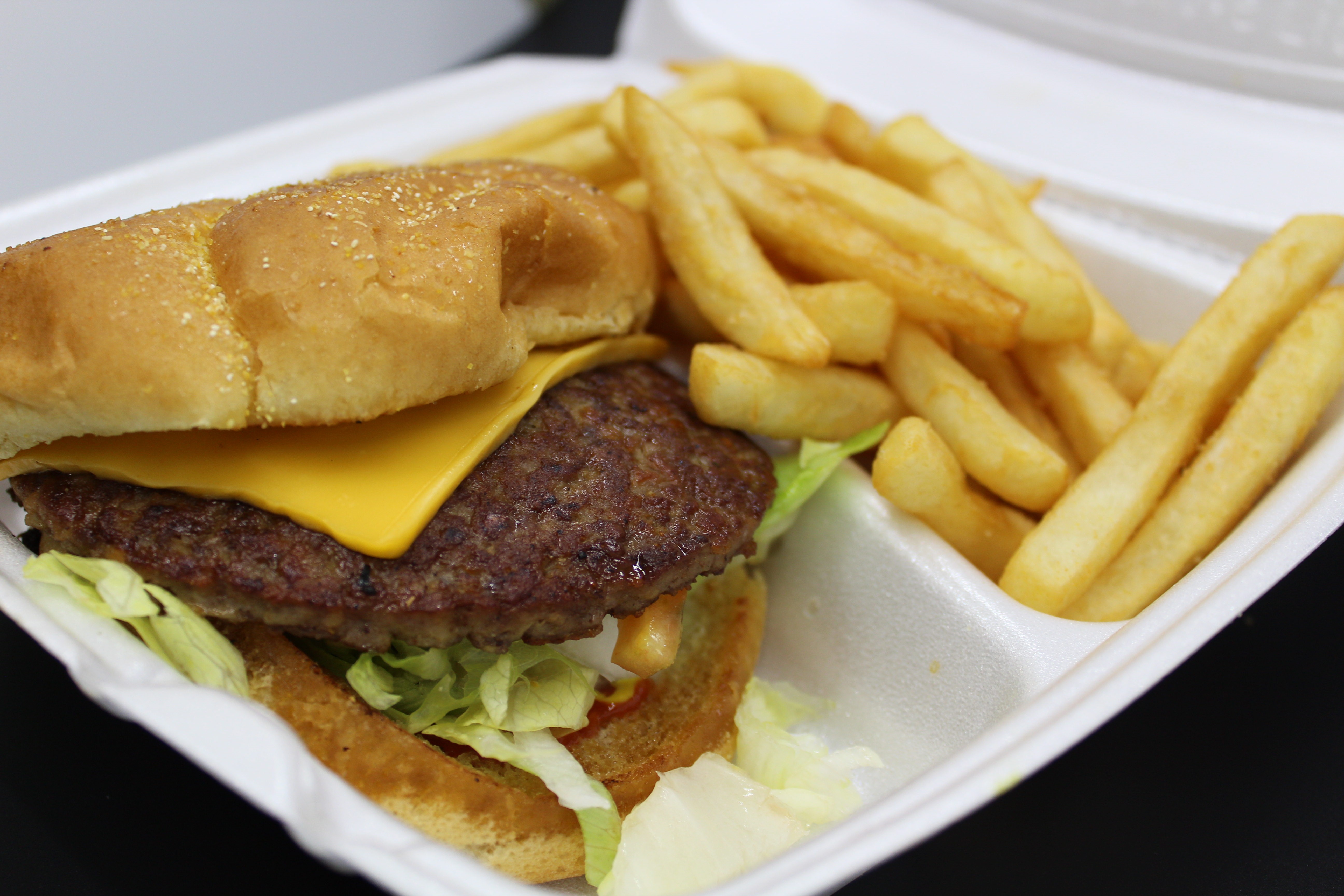Order Cheeseburger with fries food online from Baba Steak And Lemonade store, Fort Wayne on bringmethat.com