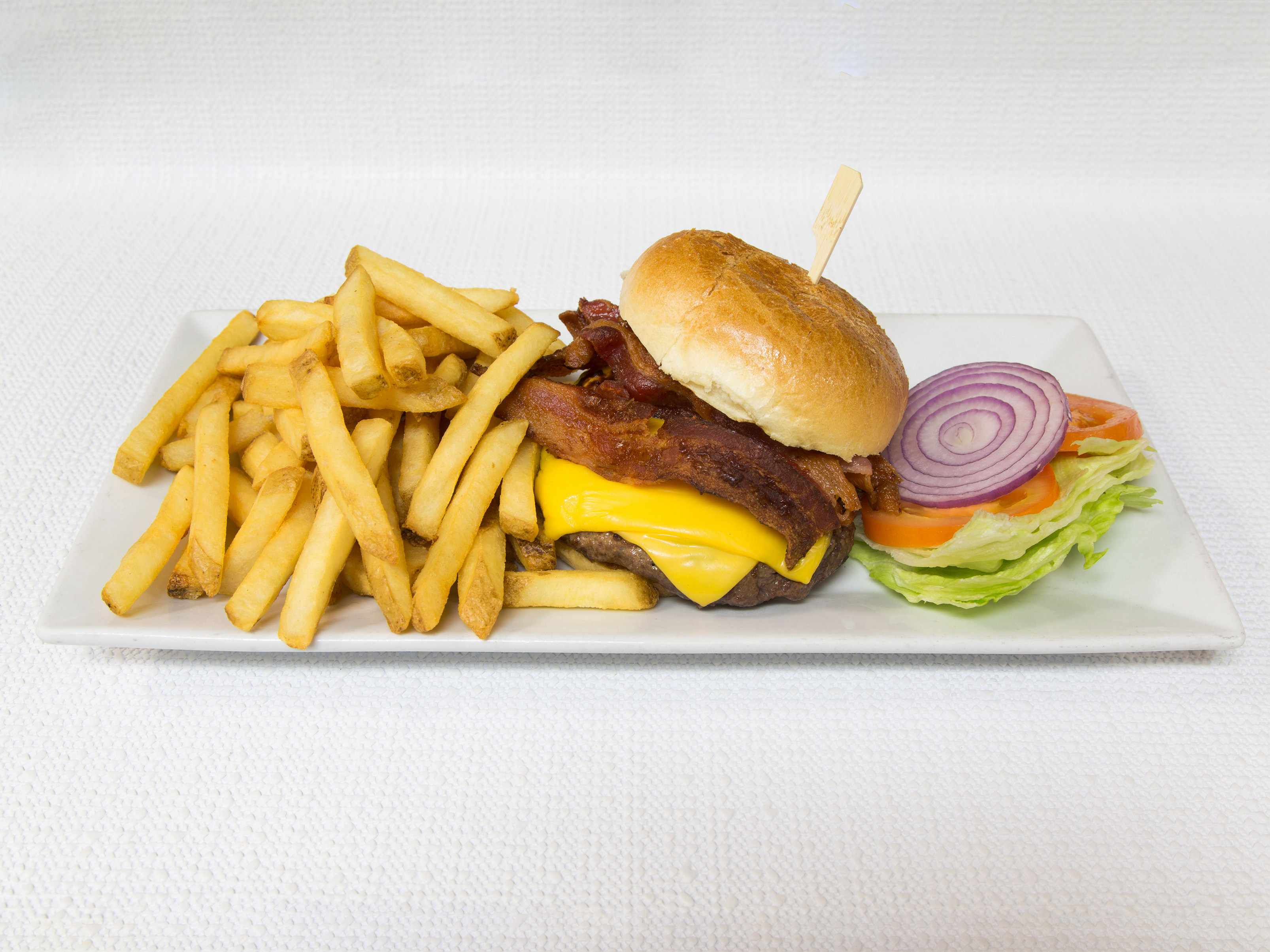 Order 9 oz. Bacon Cheese Burger food online from The Crow Nest store, Hackensack on bringmethat.com