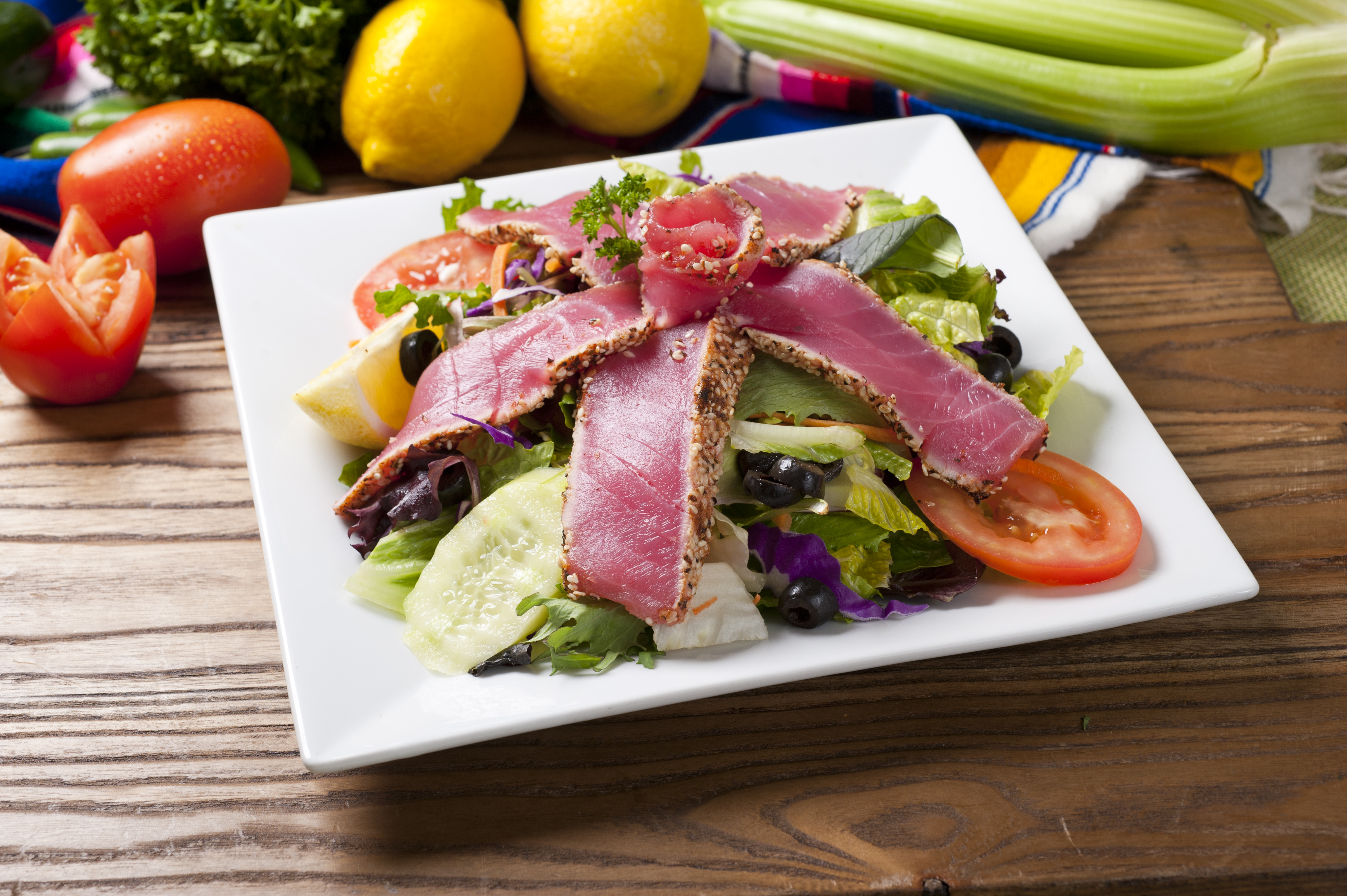 Order Cajun Seared Ahi Tuna Salad food online from Fish Dish store, North Hollywood on bringmethat.com
