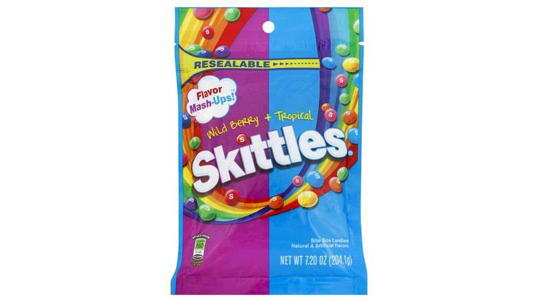 Order Skittles Wild Berry + Tropical Bite Size Candies 7.2 oz food online from Valero Food Mart store, Murrayville on bringmethat.com