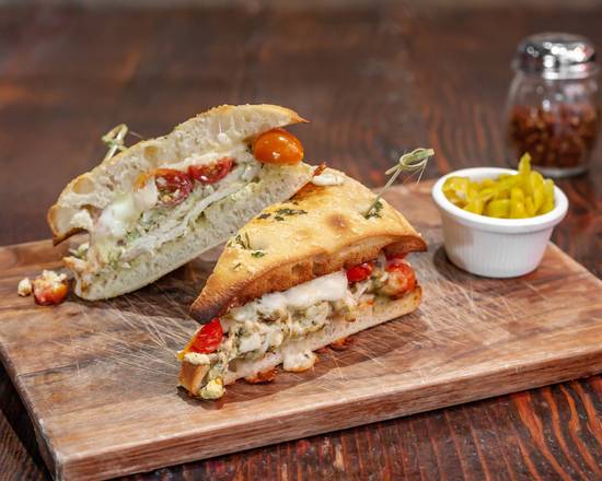 Order Chicken Pesto Melt Sandwich food online from Patxi's Pizza store, Englewood on bringmethat.com