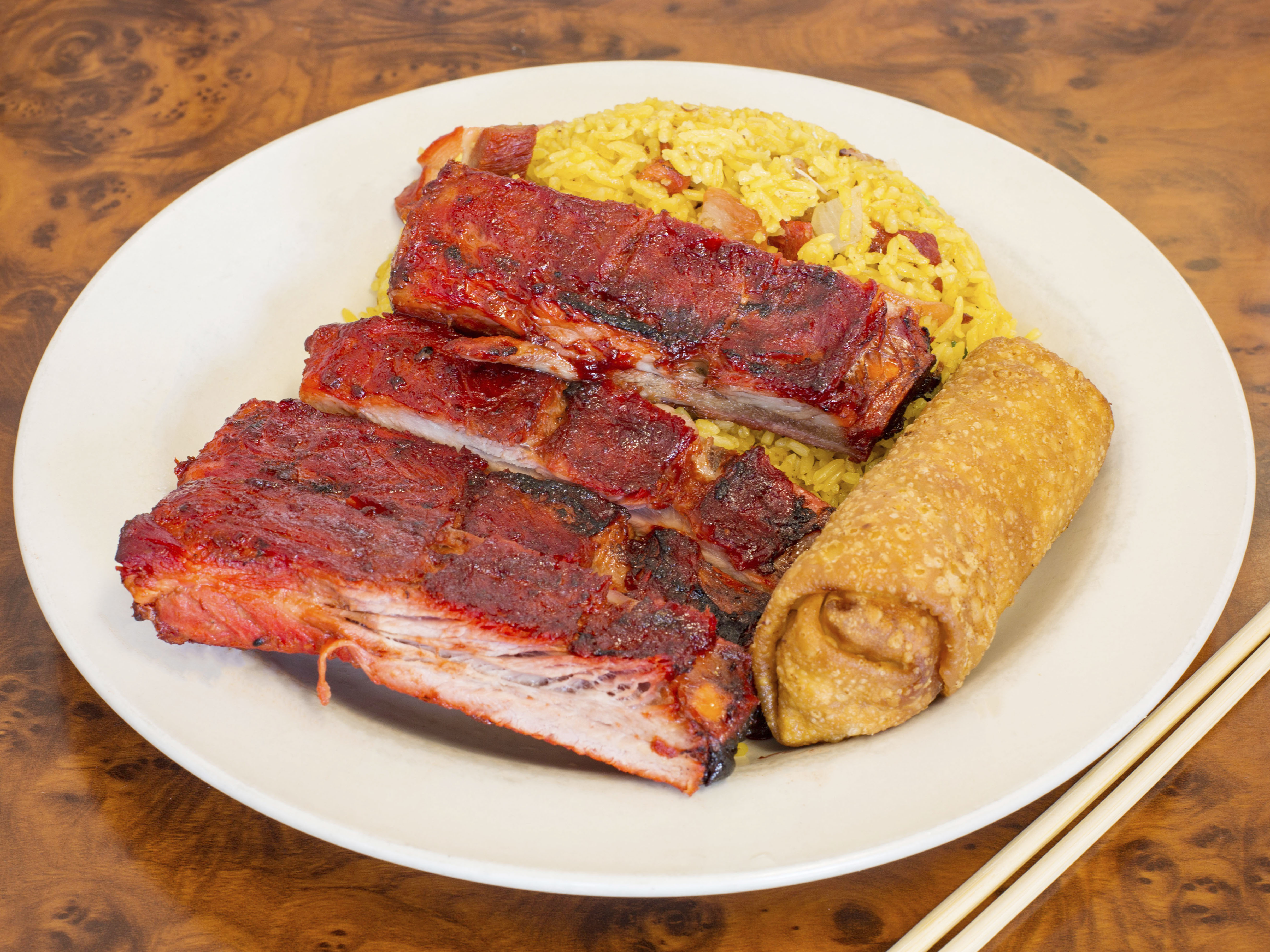 Order C2. BBQ Spare Ribs Combination Platter food online from Hong Kong Restaurant store, Hackensack on bringmethat.com