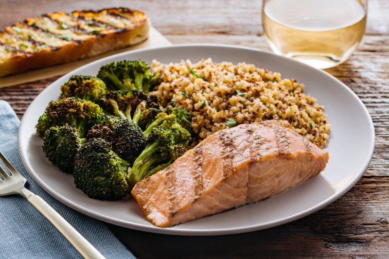 Order Grilled Sustainable Salmon food online from Urban Plates store, La Jolla on bringmethat.com
