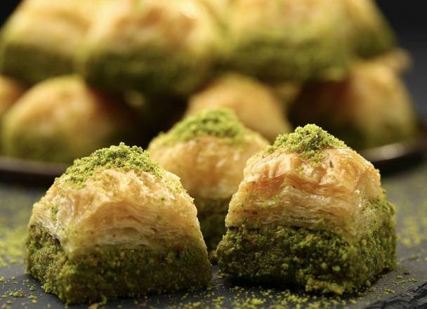 Order Turkish Baklava with Pistachio (3 pcs) food online from Kebab Platters store, Clifton on bringmethat.com