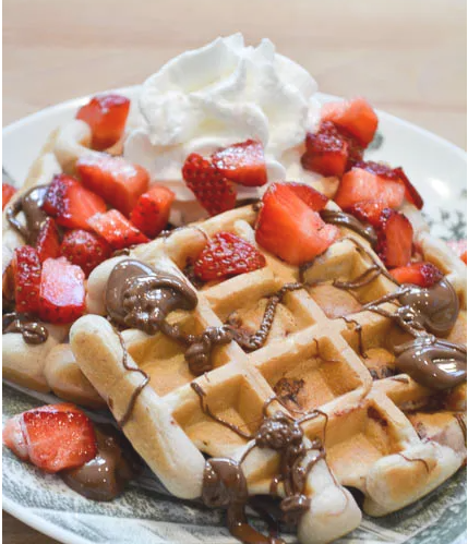 Order Nutella and Strawberry Waffle food online from Caffe Bene store, Jackson Heights on bringmethat.com