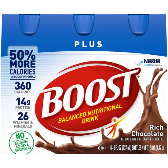 Order Boost Plus Ready-to-Drink Nutritional Drink Rich Chocolate (8 oz x 6 ct) food online from Rite Aid store, Canal Fulton on bringmethat.com