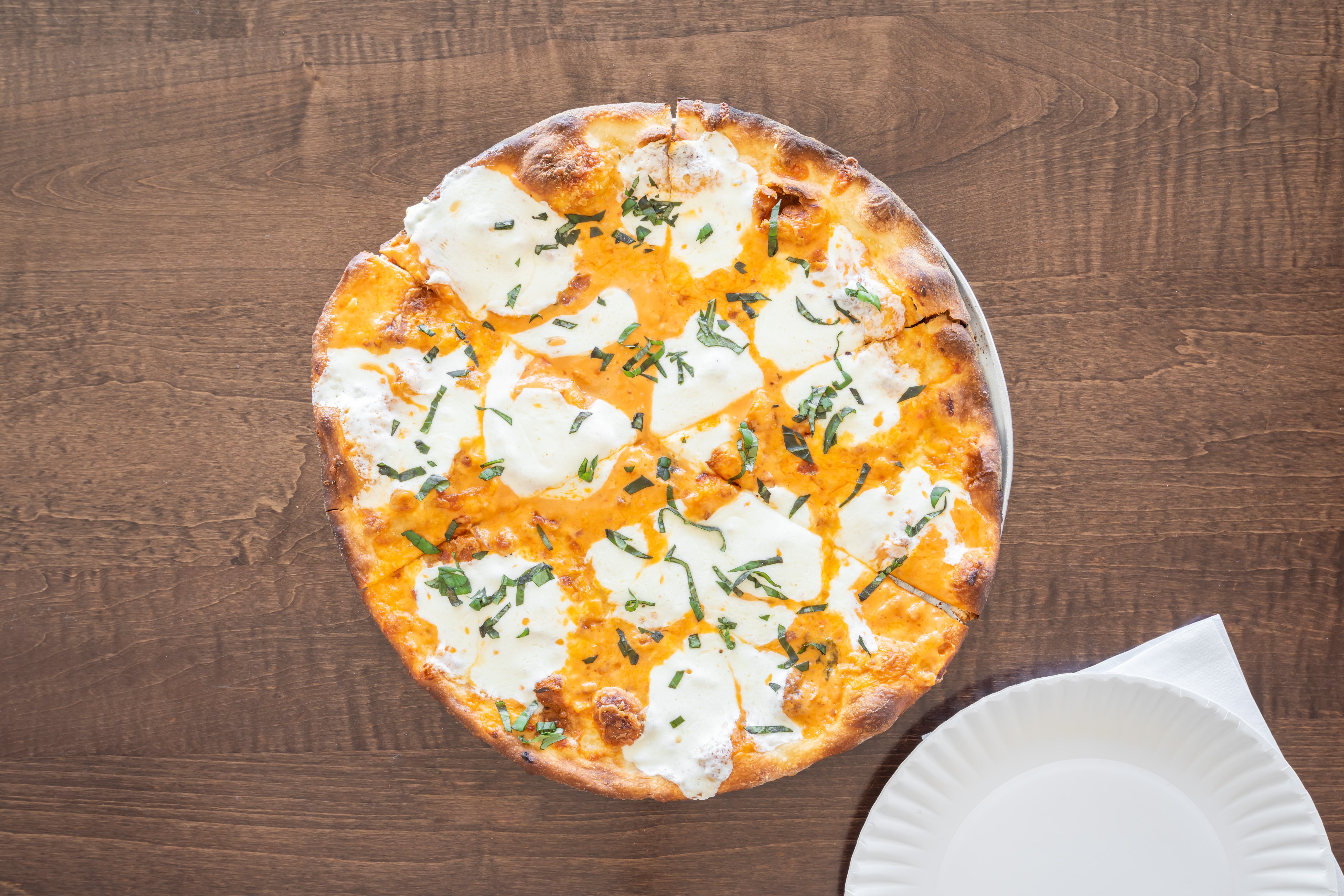 Order Vodka Sauce with Fresh Mozz Pizza - Personal 12'' (6 Slices) food online from Joe's Pizza II store, Wall Township on bringmethat.com