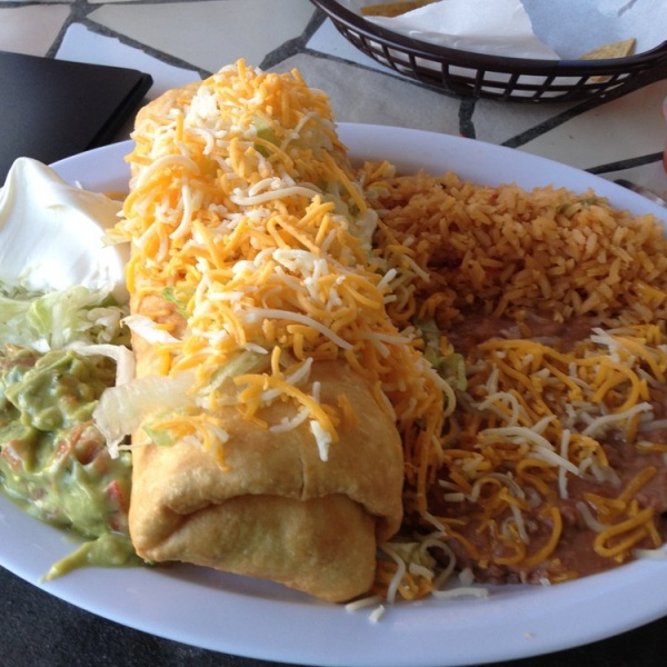 Order 9. Chimichanga Plate food online from Mi Asador Mexican and Seafood Restaurant store, Oceanside on bringmethat.com