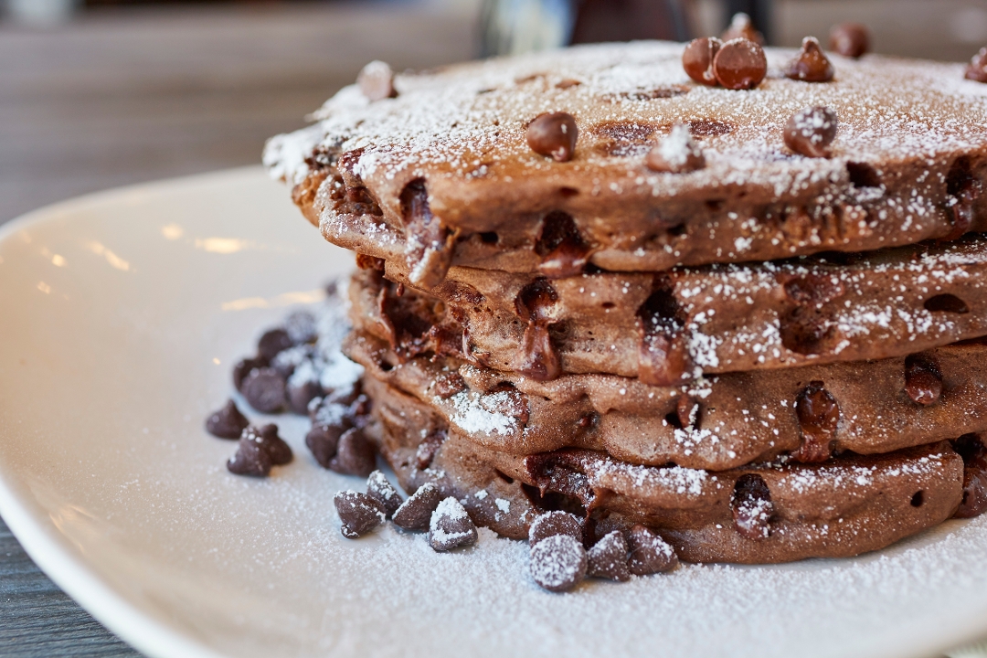 Order Chocolate Chip Pancakes food online from Vineyard Cafe store, Oxnard on bringmethat.com