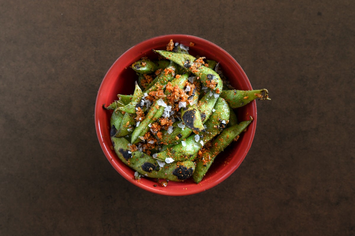 Order EDAMAME CHARRED- SPICY (VG) food online from Blue Sushi Sake Grill store, Omaha on bringmethat.com