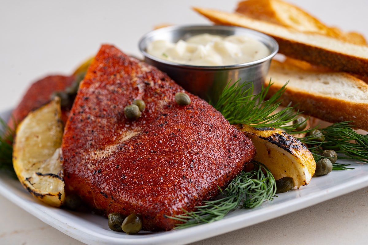 Order In-House Pecan Smoked Salmon | GF food online from Perry Steakhouse & Grille store, Oak Brook on bringmethat.com