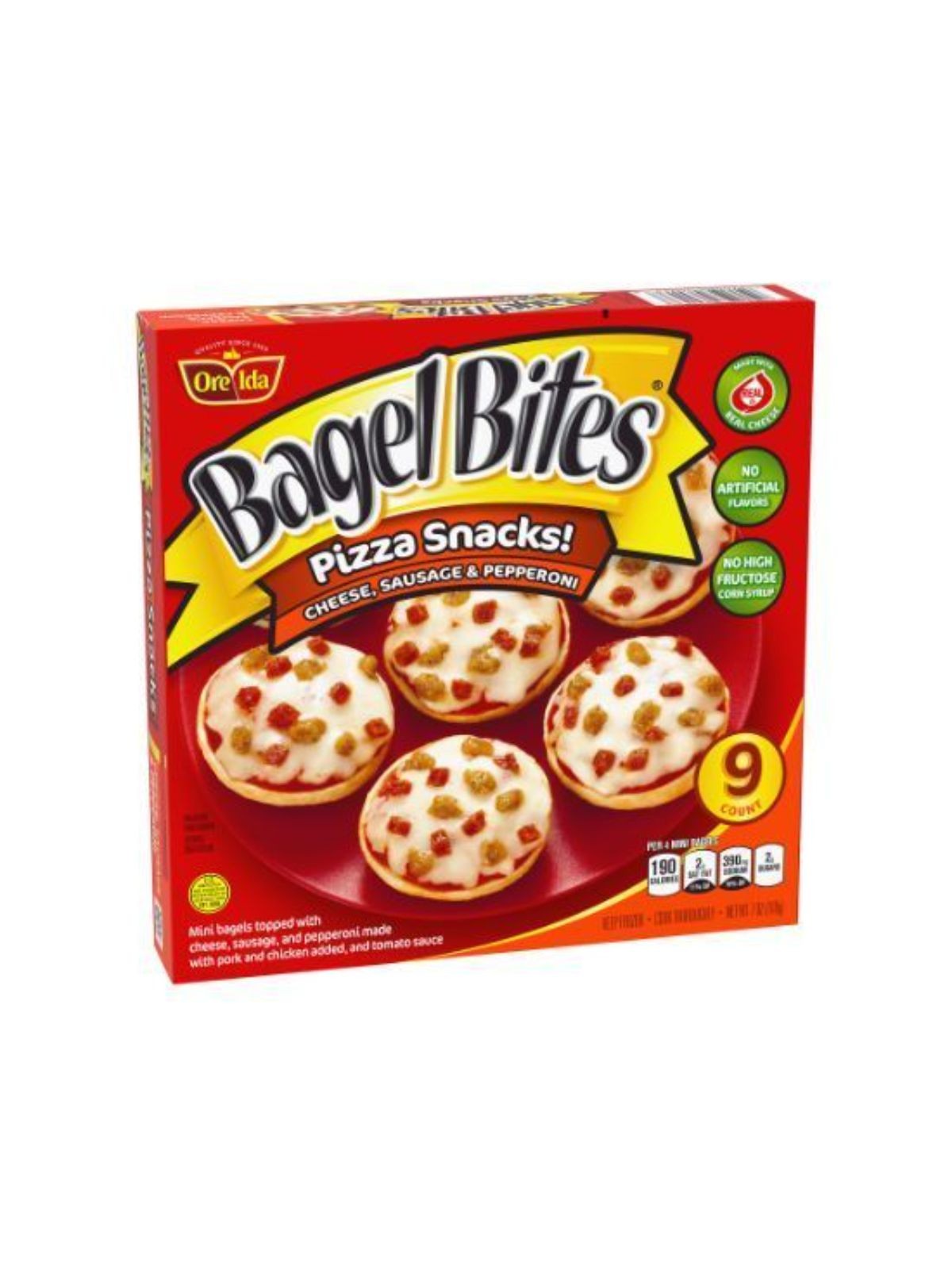 Order Bagel Bites Cheese Sausage & Pepperoni Pizza Snacks (7 oz) food online from Stock-Up Mart store, Marietta on bringmethat.com