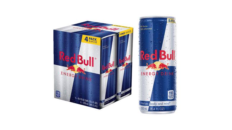 Order Red Bull Energy Drink - Pack of 4 food online from Riverside Sunoco store, Westport on bringmethat.com