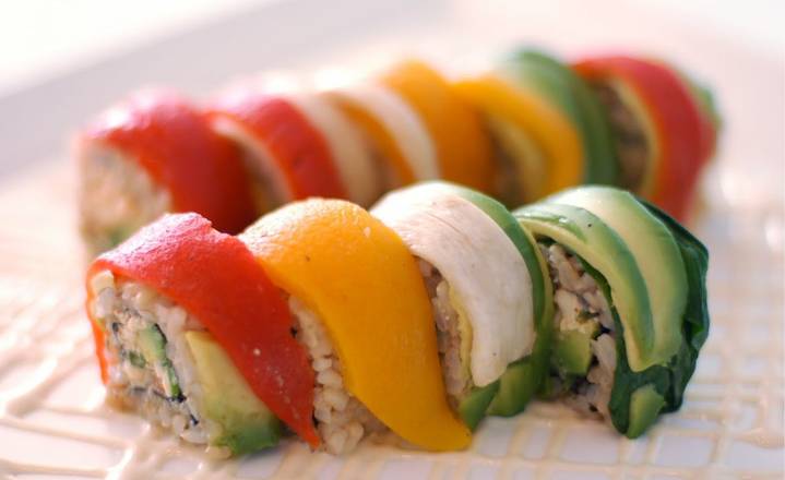 Order Rainbow Roll food online from Sushi Uma store, San Francisco on bringmethat.com