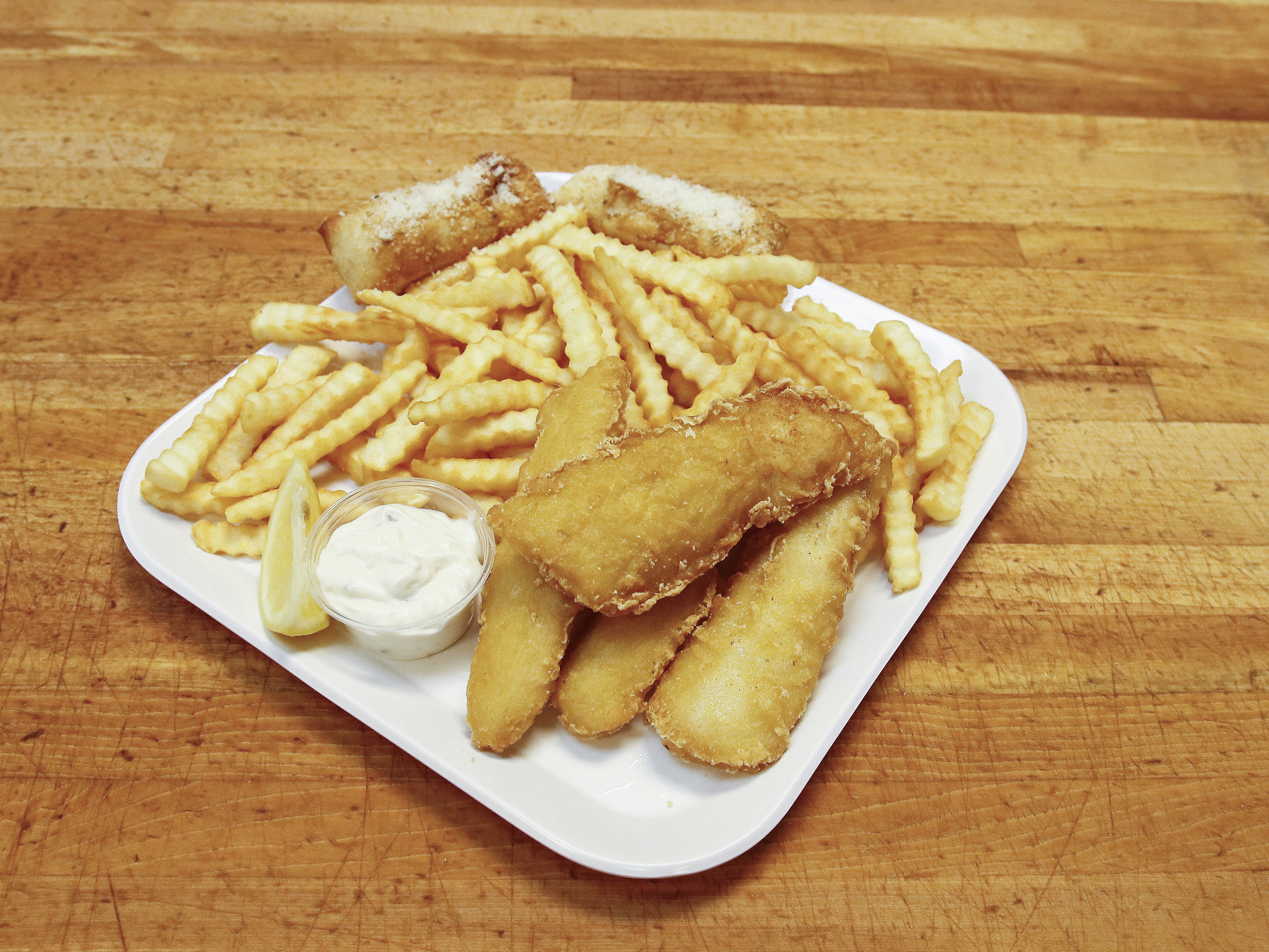 Order Fish and Chips Dinner food online from Sorrento Pizza store, Clinton Township on bringmethat.com