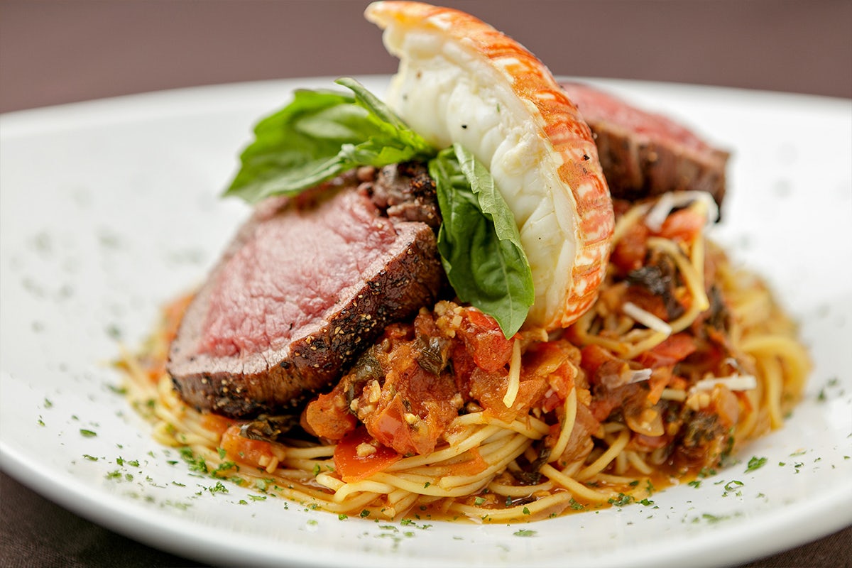 Order Surf & Turf Pasta* food online from Perry Steakhouse & Grille-Sugar Land store, Sugar Land on bringmethat.com
