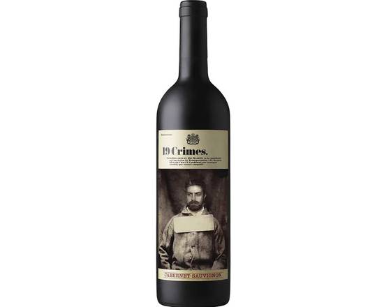 Order 19 Crimes Cabernet Sauvignon, 750mL wine (13.5% ABV) food online from Brothers Wine & Liquor store, Copiague on bringmethat.com