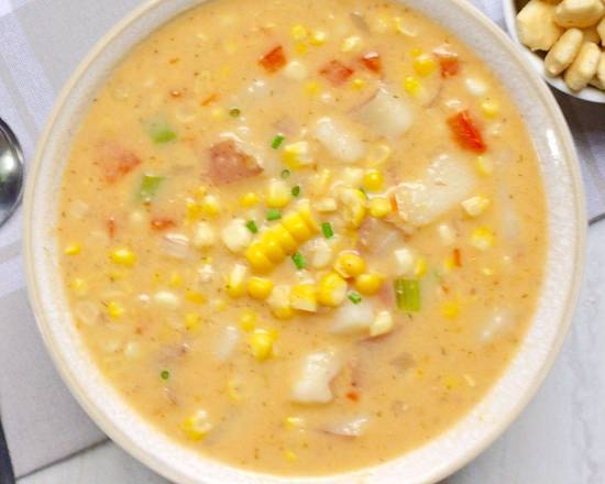 Order Cheddar Corn Chowder(Frozen Soup) food online from Soup Kettle Grille store, Meridian on bringmethat.com