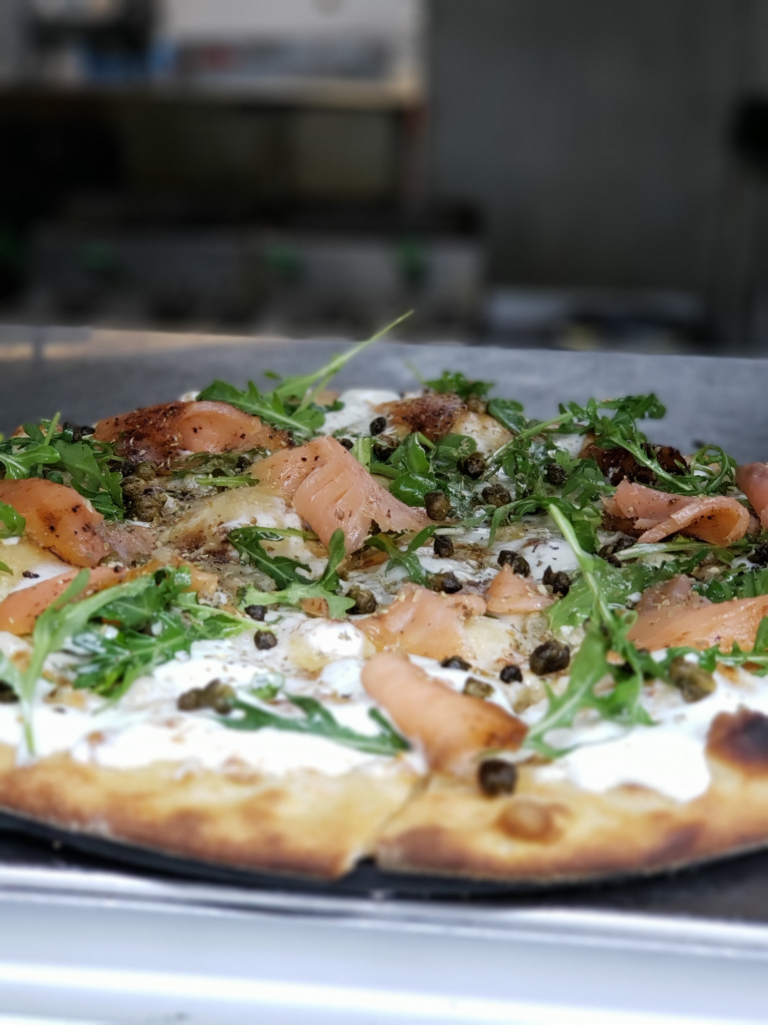 Order Salmon Pizza food online from Vg Bistro store, Roswell on bringmethat.com