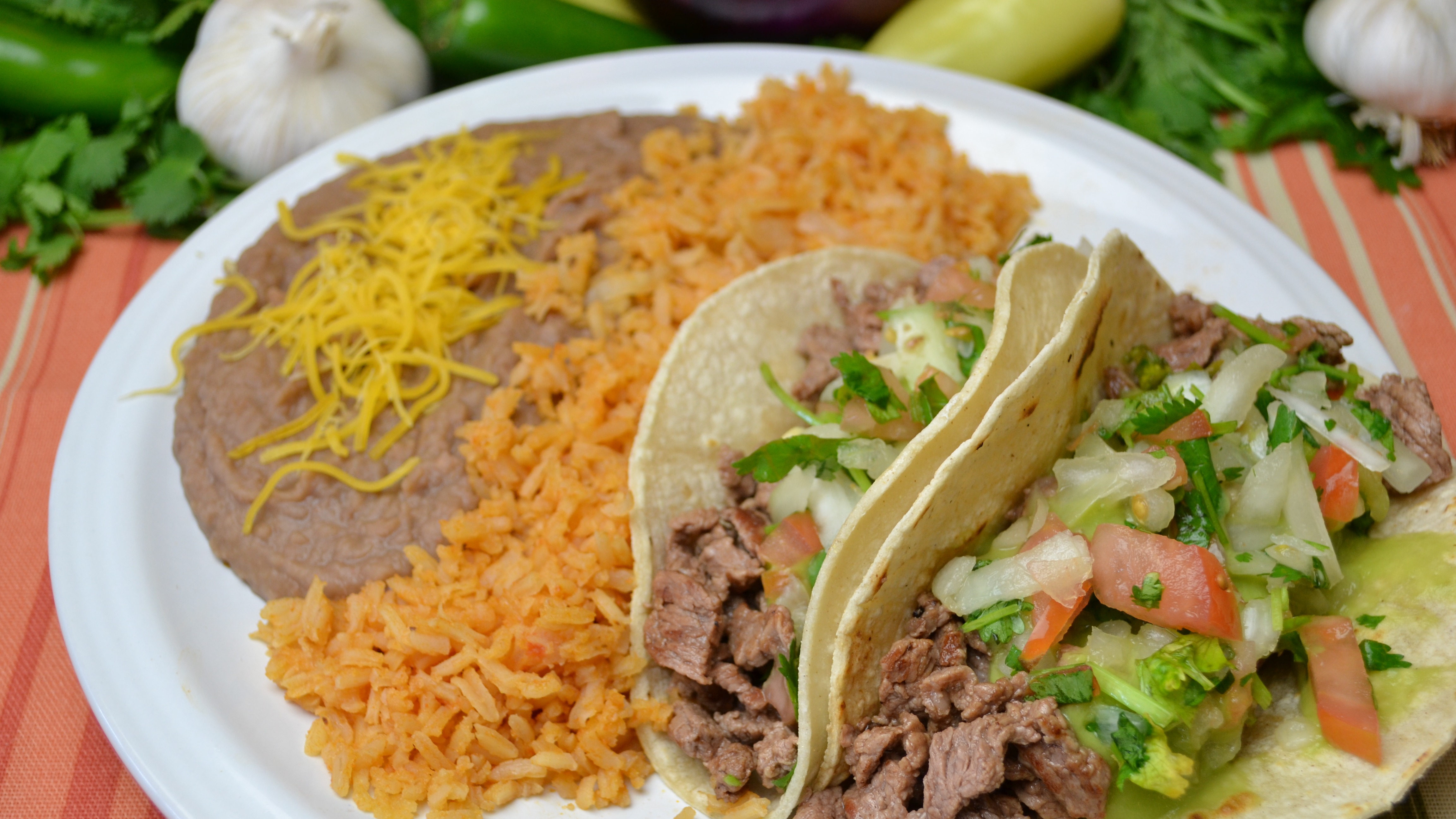 Order 12. Carne Asada Tacos Combo food online from Taco Plus store, Tucson on bringmethat.com