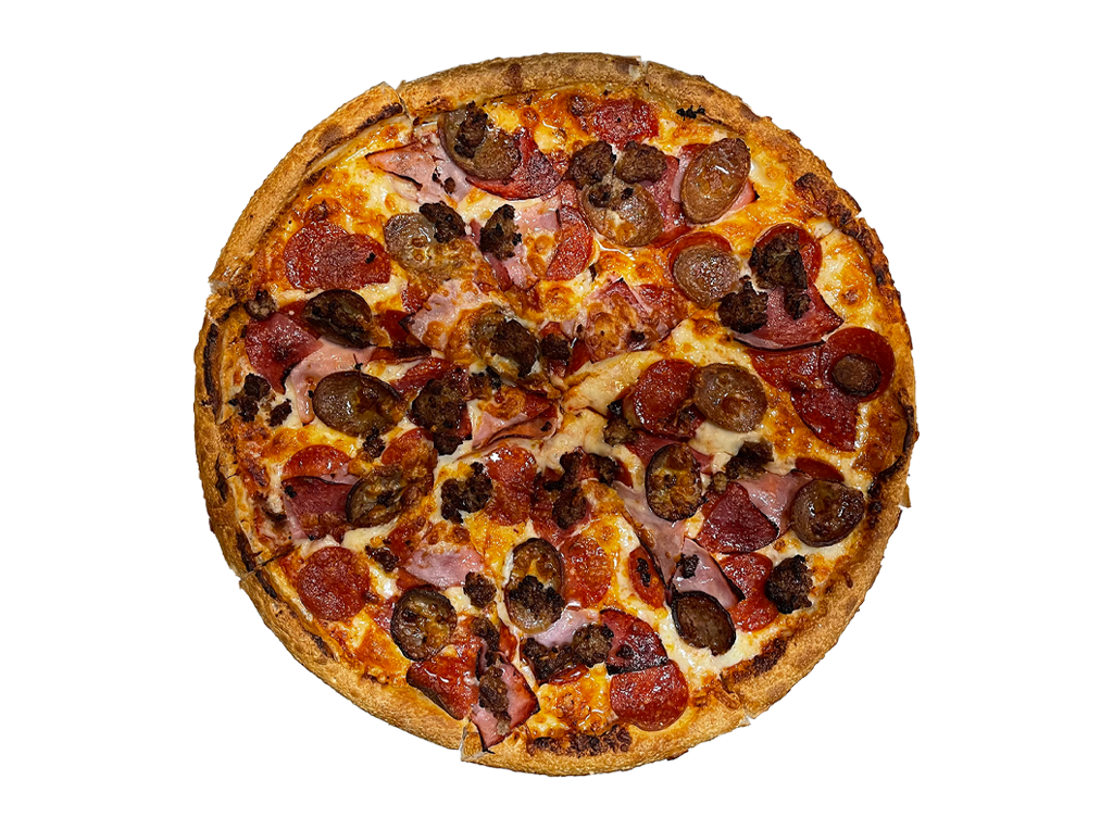 Order The Meat Lover Pizza food online from Land of Pizza Inc store, South Boston on bringmethat.com
