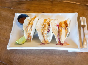 Order California Fish Tacos food online from Plaza Azteca store, Methuen on bringmethat.com