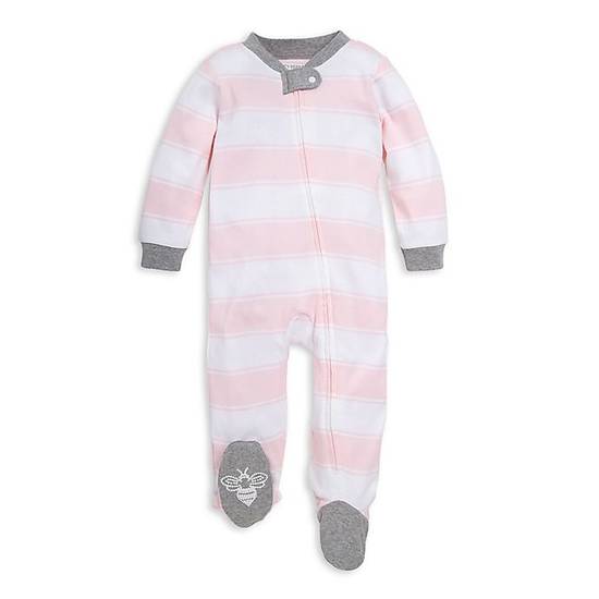 Order Burt's Bees Baby® Size 0-3M Rugby Stripe Organic Cotton Footed Pajama in Pink food online from Bed Bath & Beyond store, Lancaster on bringmethat.com